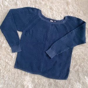 Gap Navy Cotton Washed Herringbone Stitch Sweater, size S tall
